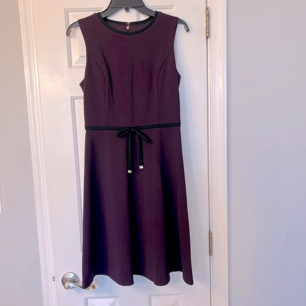 Tommy Hilfiger Purple, with black accents, Sleeveless A-Line Midi Dress